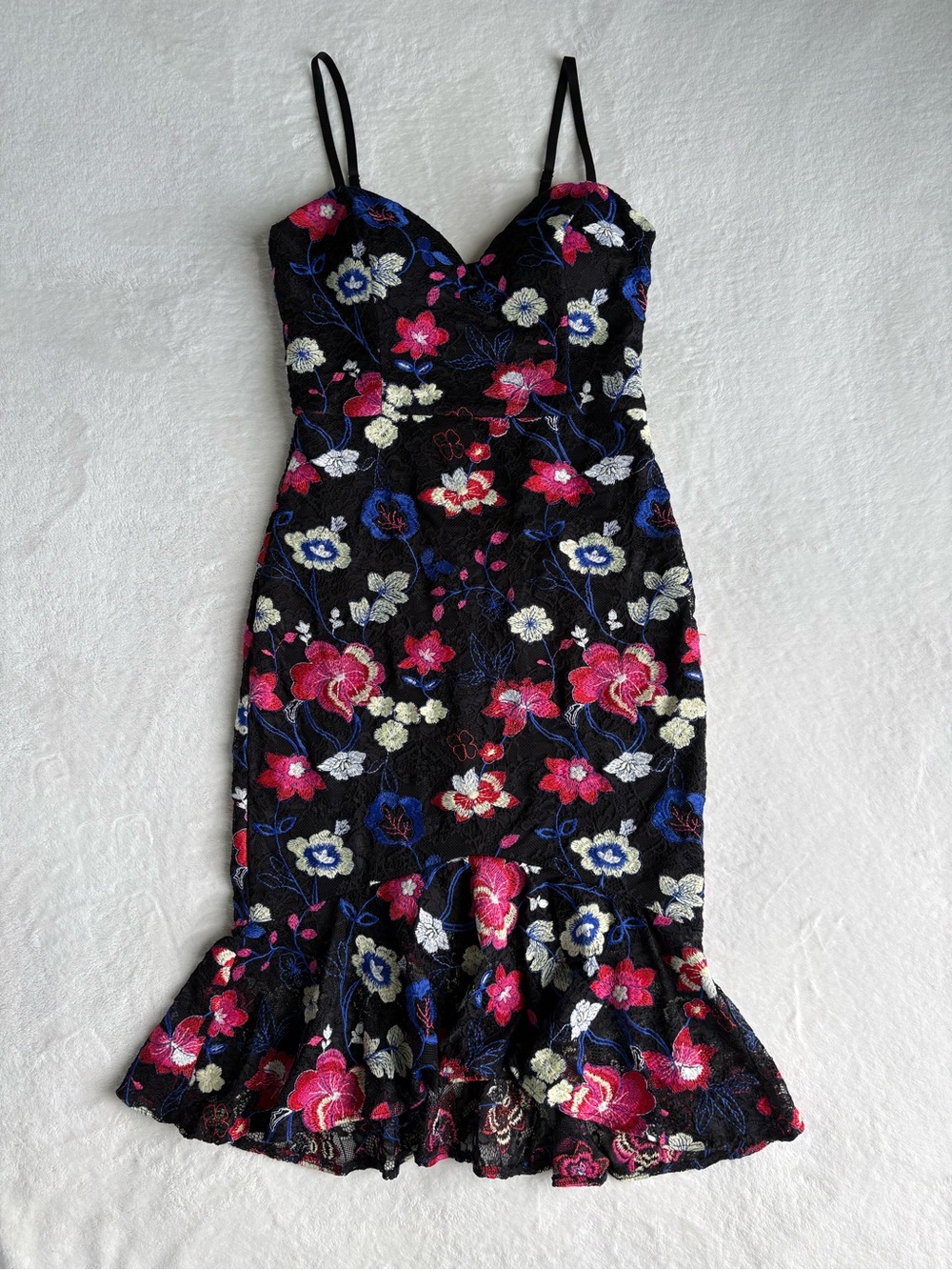 GUESS Floral Embroidered Lace Bustier Midi Dress NWOT 10